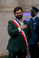 Gabriel Boric Font arrives at La Moneda Palace as President of Chile